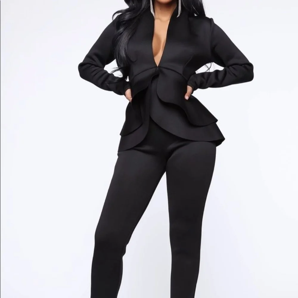 Fashion Nova Chic Black Layered Jumpsuit - Picture 1 of 6